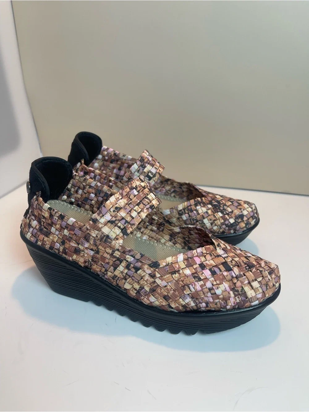 Bernie Mev Lulia Woven Mary Jane Wedge Shoes Multi Color New EU 40 US 9